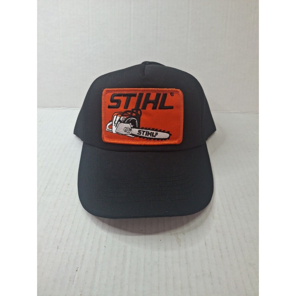 STIHL Chainsaw Patch Hat Snapback Mesh Trucker Black Cap
